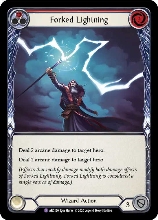 Forked Lightning — Arcane Rising - Unlimited — Rainbow Foil