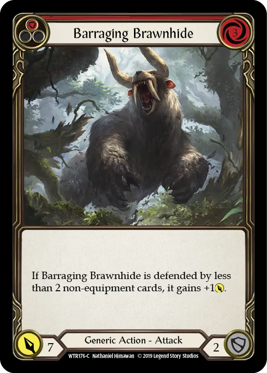 Barraging Brawnhide — Welcome to Rathe — Rainbow Foil