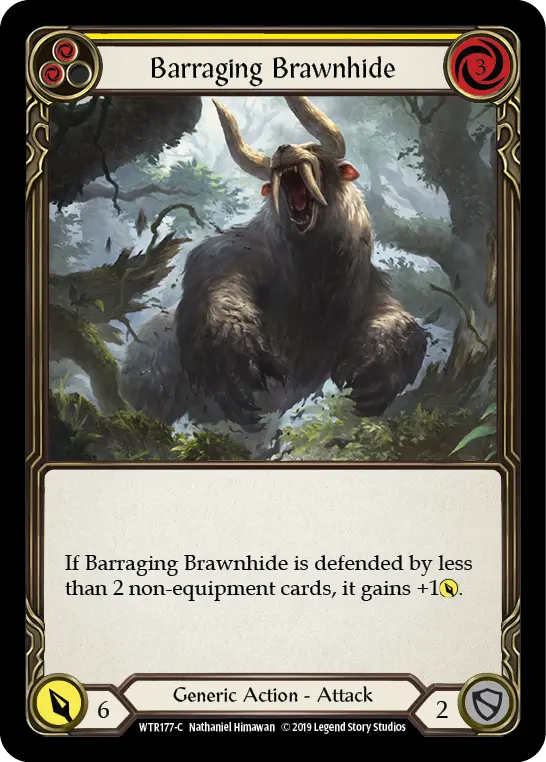 Barraging Brawnhide — Welcome to Rathe — Rainbow Foil