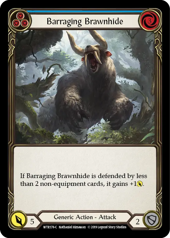 Barraging Brawnhide — Welcome to Rathe — Rainbow Foil